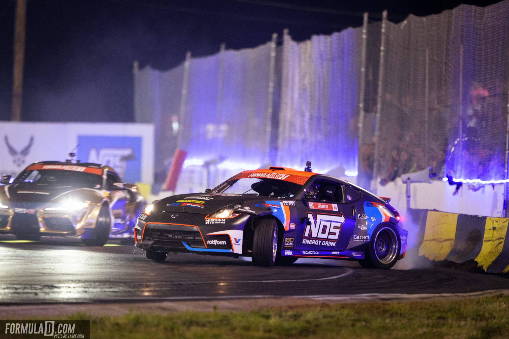 Chris Forsberg drifting the NOS Energy Nissan 370Z at Formula Drift New Jersey 2021