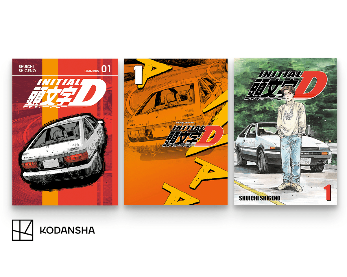Initial D omnibus header illustration by Shuichi Shigeno featuring Takumi's AE86 Trueno